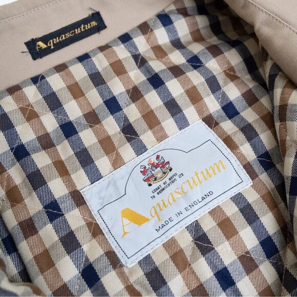 Aquascutum Jacket Zip Up Coat England Plaid Lined Vintage Mens Small - Picture 6 of 16